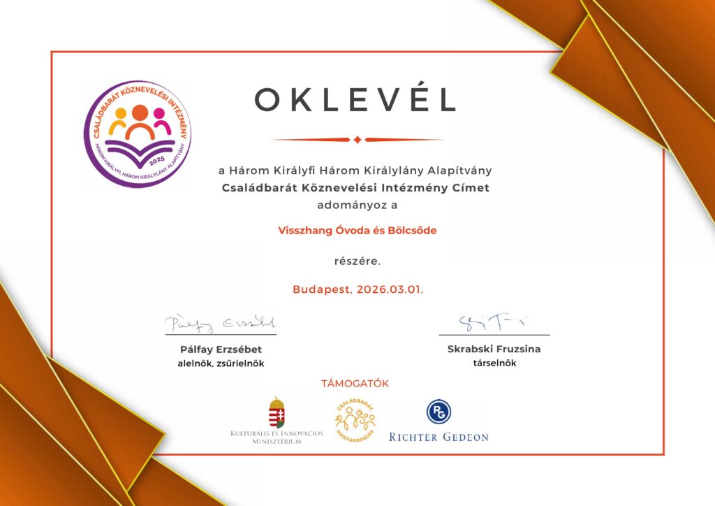Visszhang Óvoda és Bölcsőde_oklevél